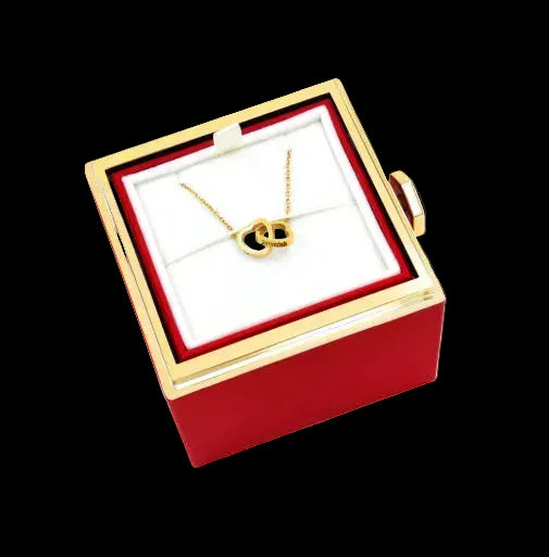 Personalized Engraved Stainless Steel Double-Ring Heart Necklace