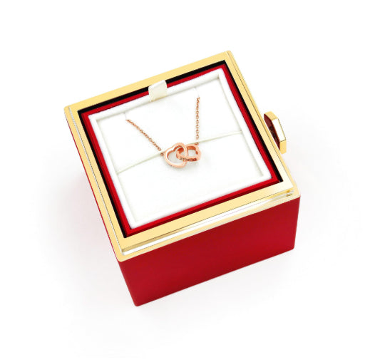 Personalized Engraved Stainless Steel Double-Ring Heart Necklace