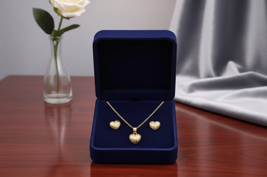 Textured Heart Pendant Set